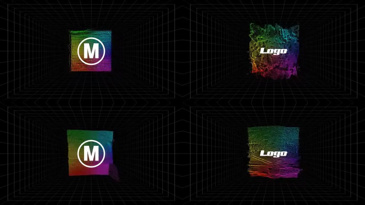 4个全彩色光谱标识动态动画像素设计精选AE模板