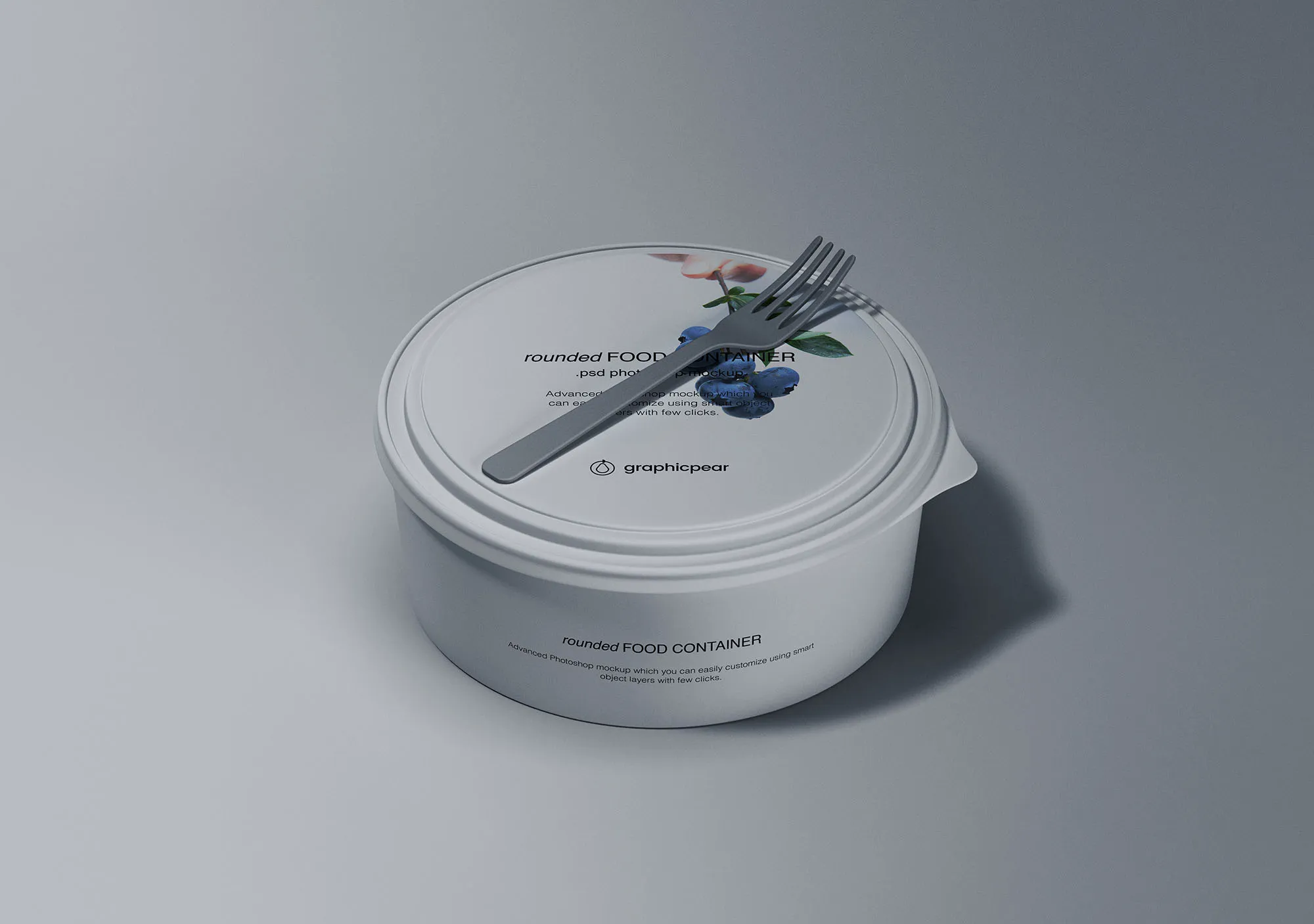 圆形快餐外卖食品包装盒设计展示像素设计精选 Rounded Food Container Mockup