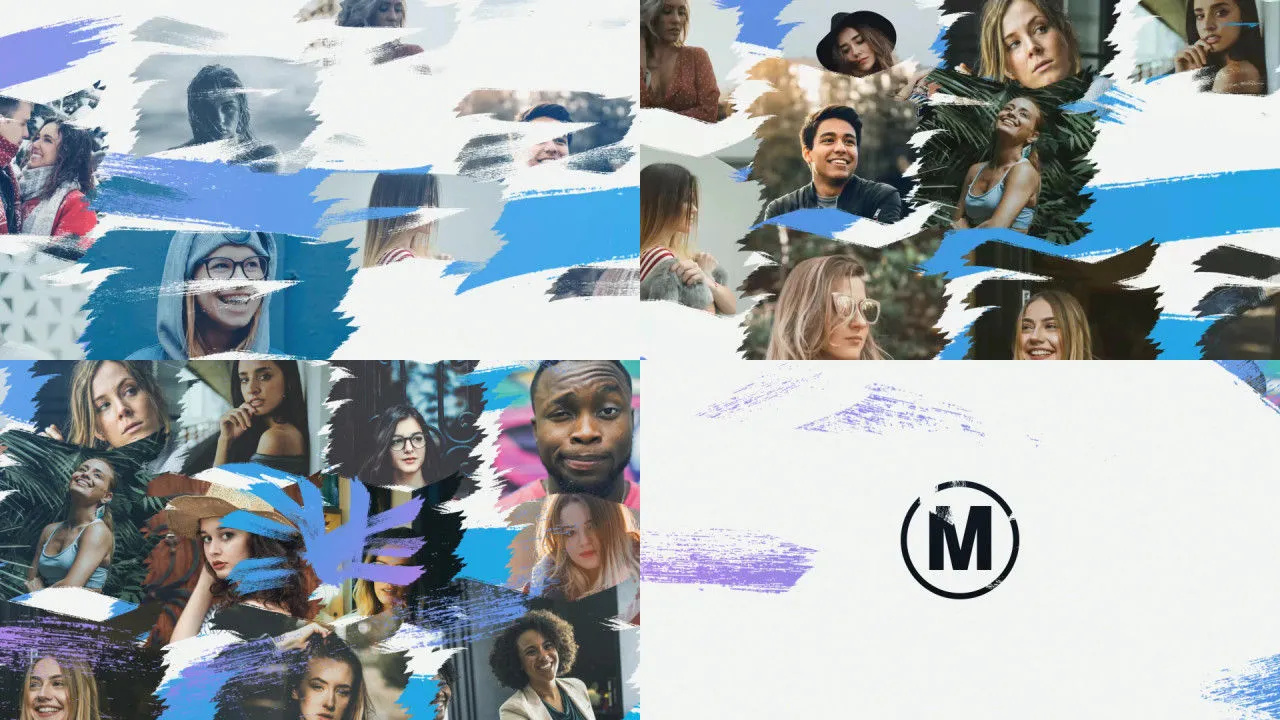 笔刷遮罩特效照片展示logo动画像素设计精选AE模板