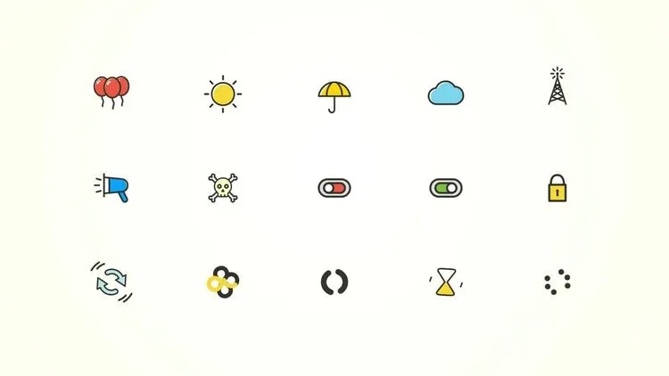 简洁经典的动态动画图标包像素设计精选AE模板