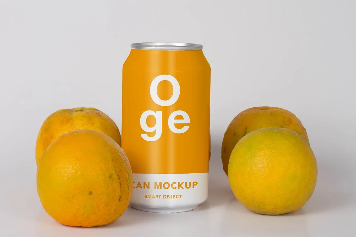 风味苏打水罐头外观设计样机模板 Flavor Soda Can Mock Up