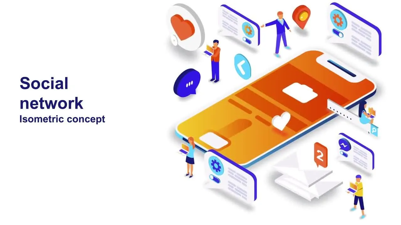 社交网络图标动画幻灯片像素设计精选AE模板