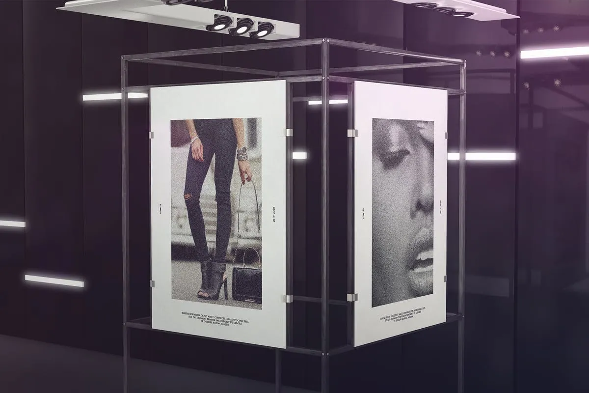 时尚展览广告海报展台样机 Exhibition Poster Stand Mockups