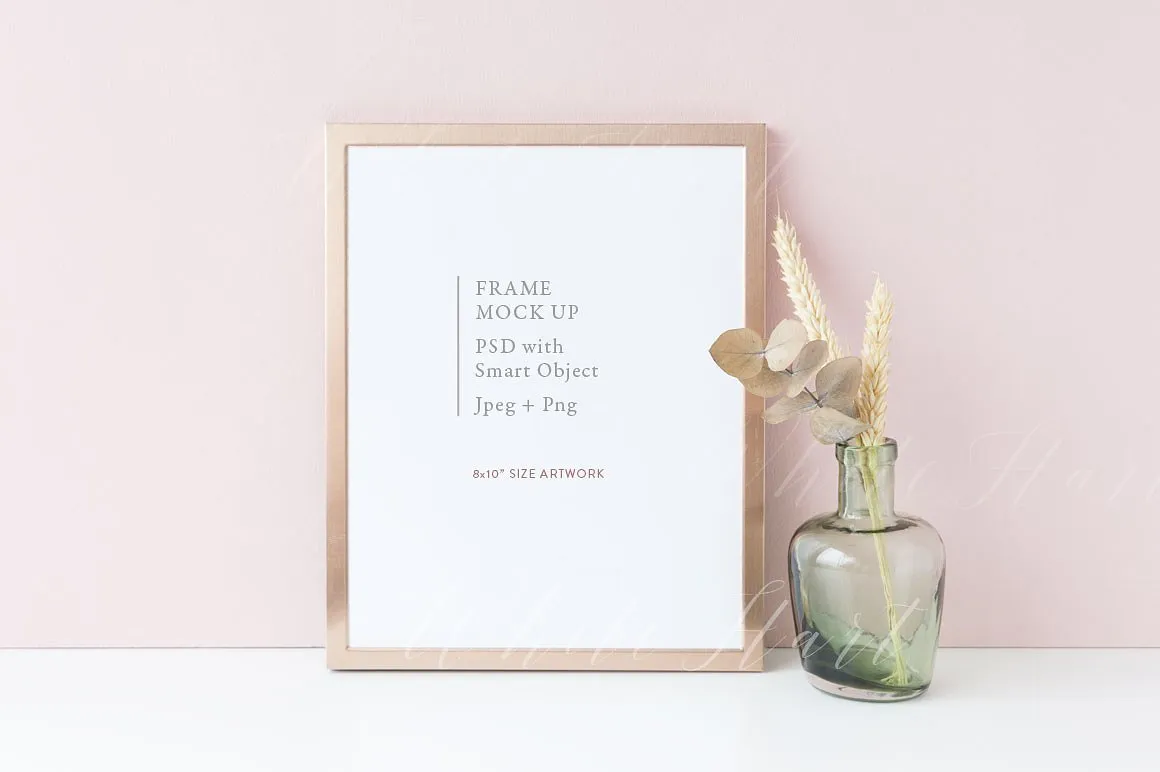 金属边框画册相框样机模板 Copper 8#215;10 frame mock up#8211; PSD/PNG