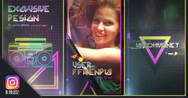 IGTV短视频像素设计精选AE模板 80s Fever IGTV Version