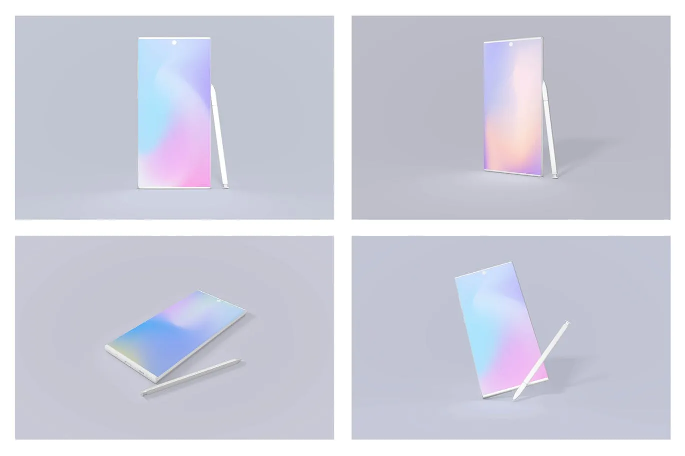 三星智能手机Note 10像素设计精选样机模板 Samsung Note 10 Android Mockup Bundle