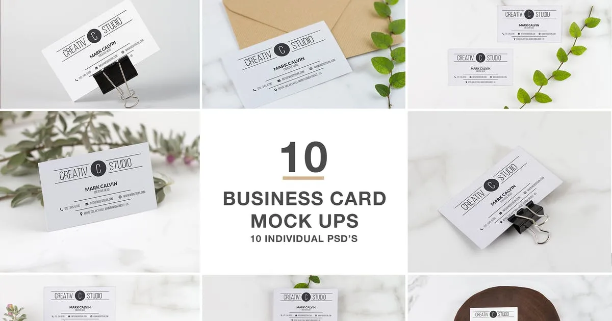 优雅场景背景企业名片设计效果图像素设计精选模板 Business Card series Mock Up