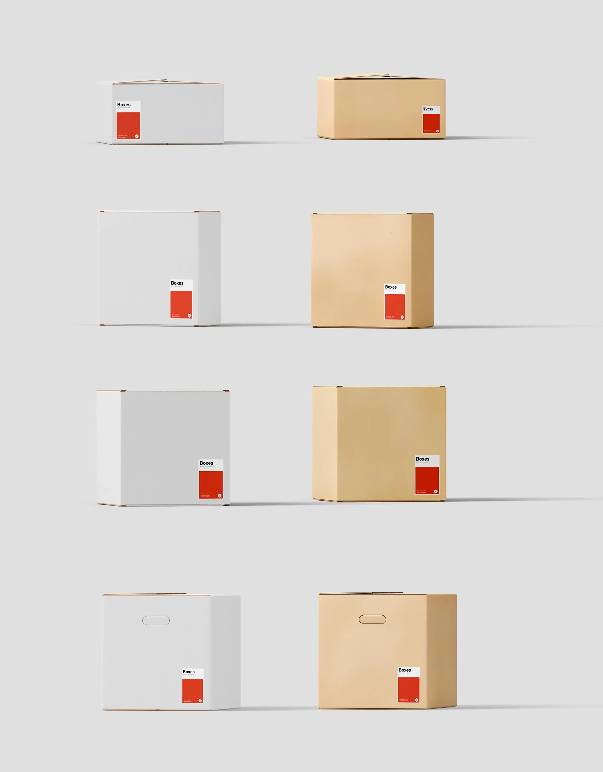 各式各样的牛皮纸硬纸板包装盒子样机62 Kraft Boxes Mockups
