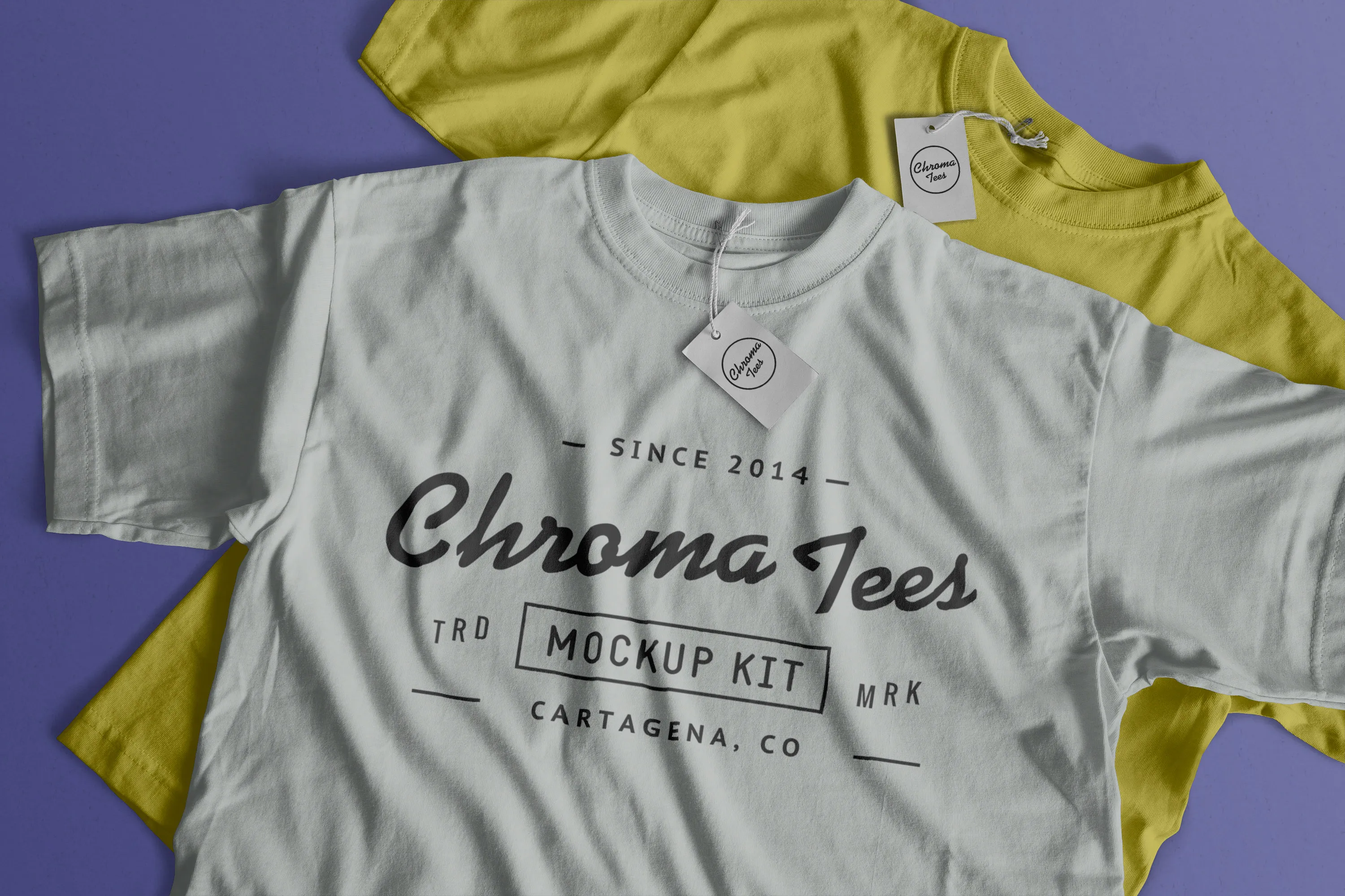 堆叠效果T恤胸前印花设计效果图样机03 T-Shirts Mockup 03