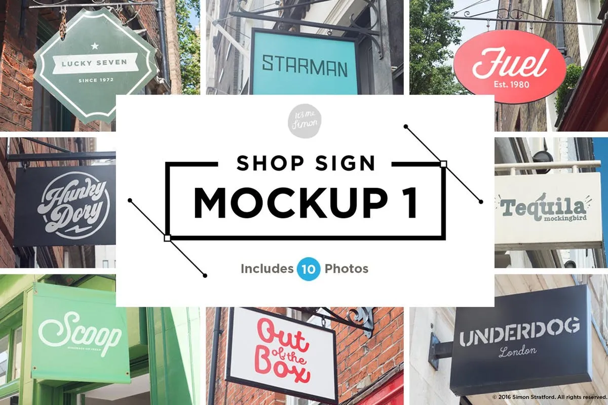 店铺店招广告牌店招样机 Shop sign mockups 1