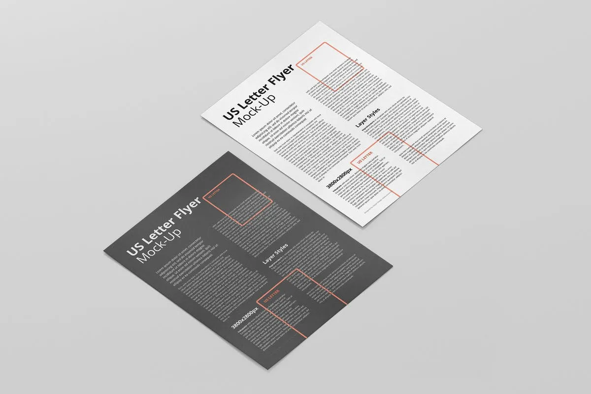 美国信纸尺寸传单设计样机模板 US Letter Flyer Mock-Up