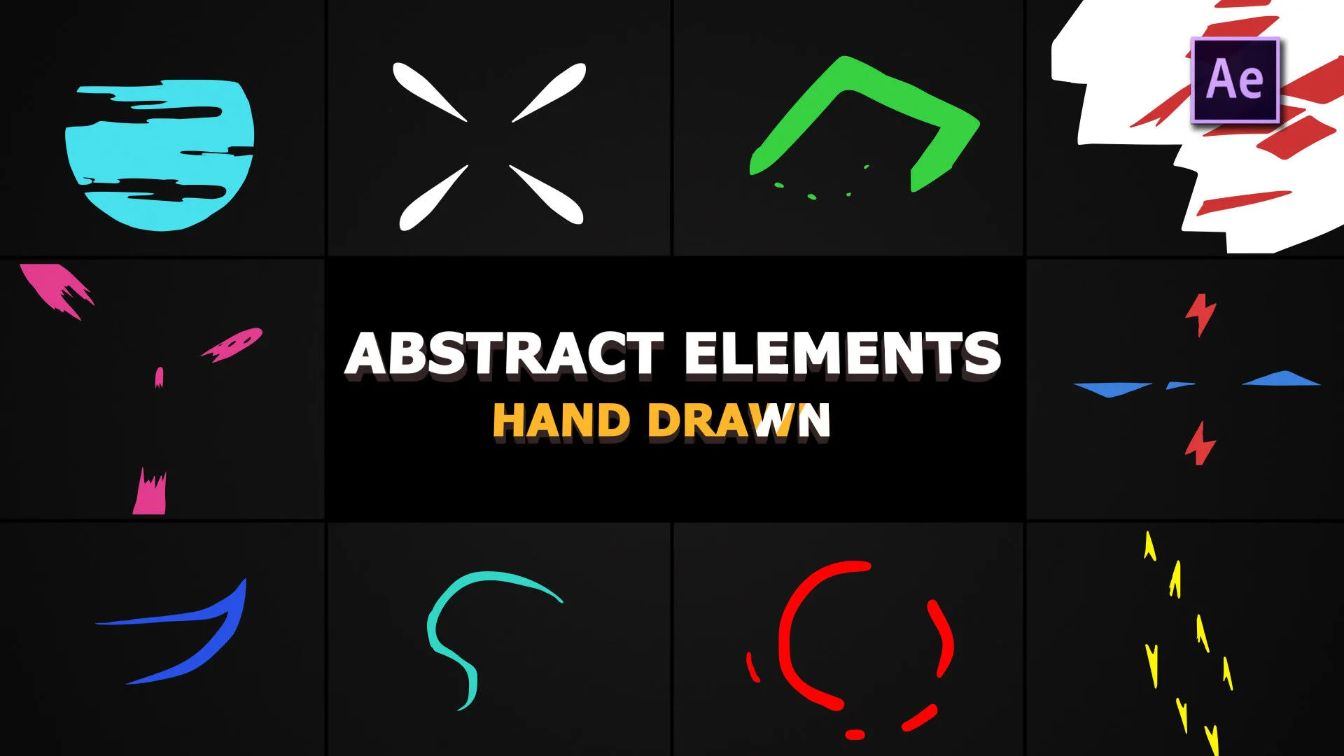 Flash FX抽象元素动画像素设计精选AE模板