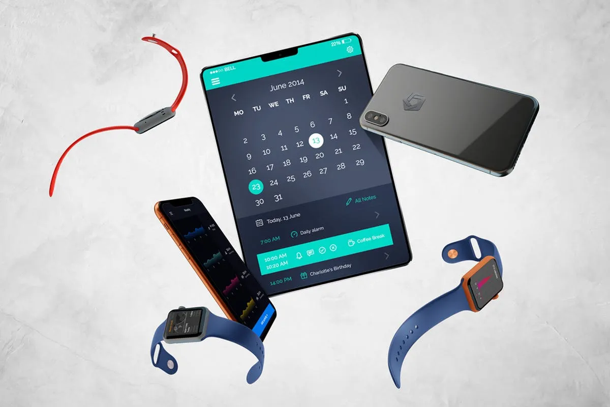 Apple移动设备样机套装 Apple Watch, iPhone Xamp; iPad Mockup