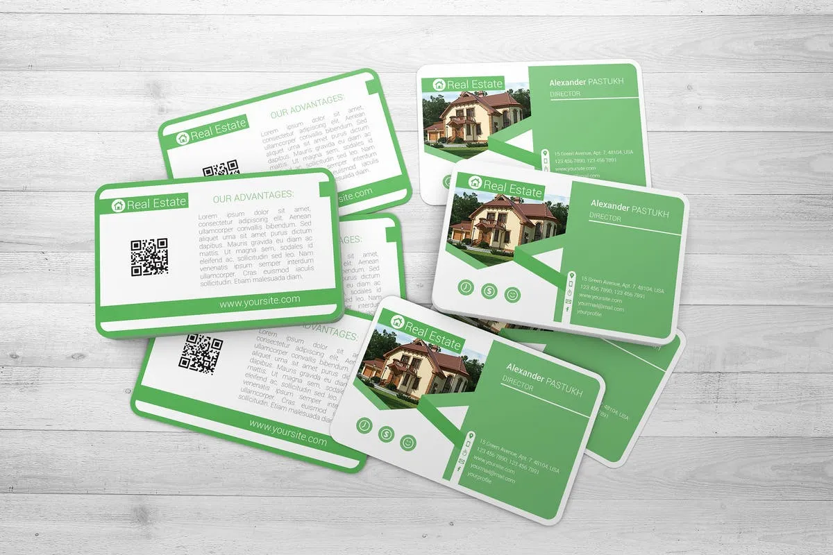 企业名片设计堆叠样机模板 Business Card Mock-Up