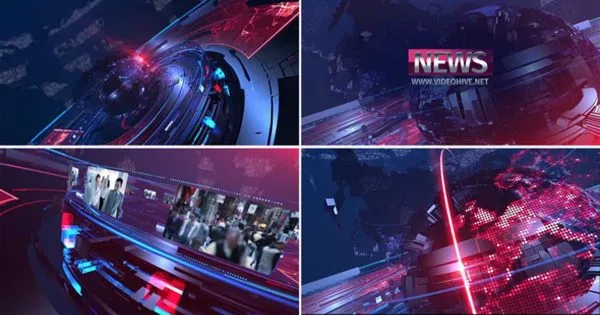 新闻联播节目开场像素设计精选AE模板 News Intro