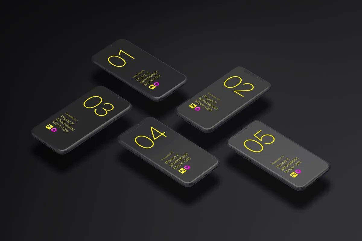 极简主义iPhone X样机模板 Phone X Minimalistic Mock-Ups