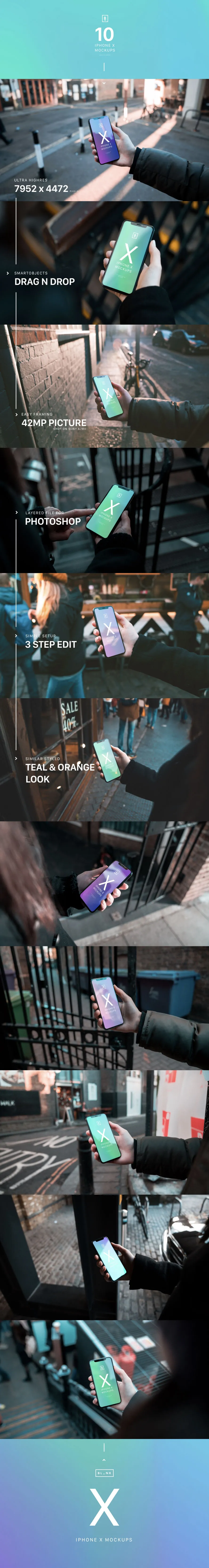 像素设计下午茶：超有品质感且文艺的iPhone X界面UI设计展示模型（Mockups）下载[PSD,2GB]