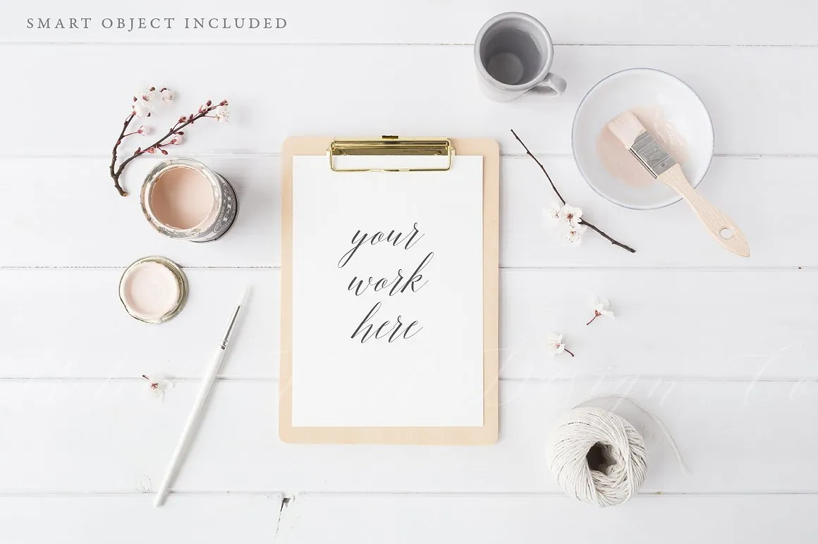 艺术记录便签便条样机模板 Artist#8217;s clipboard mock up#8211; Paints