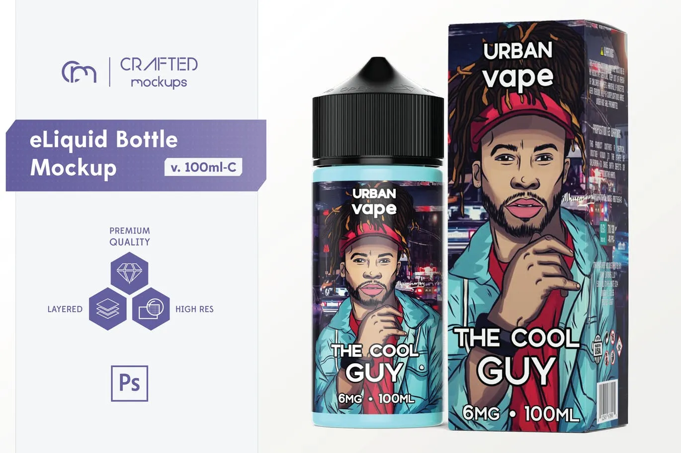 100ml电子烟油瓶外观设计预览样机 eLiquid Bottle Mockup v 100ml-C