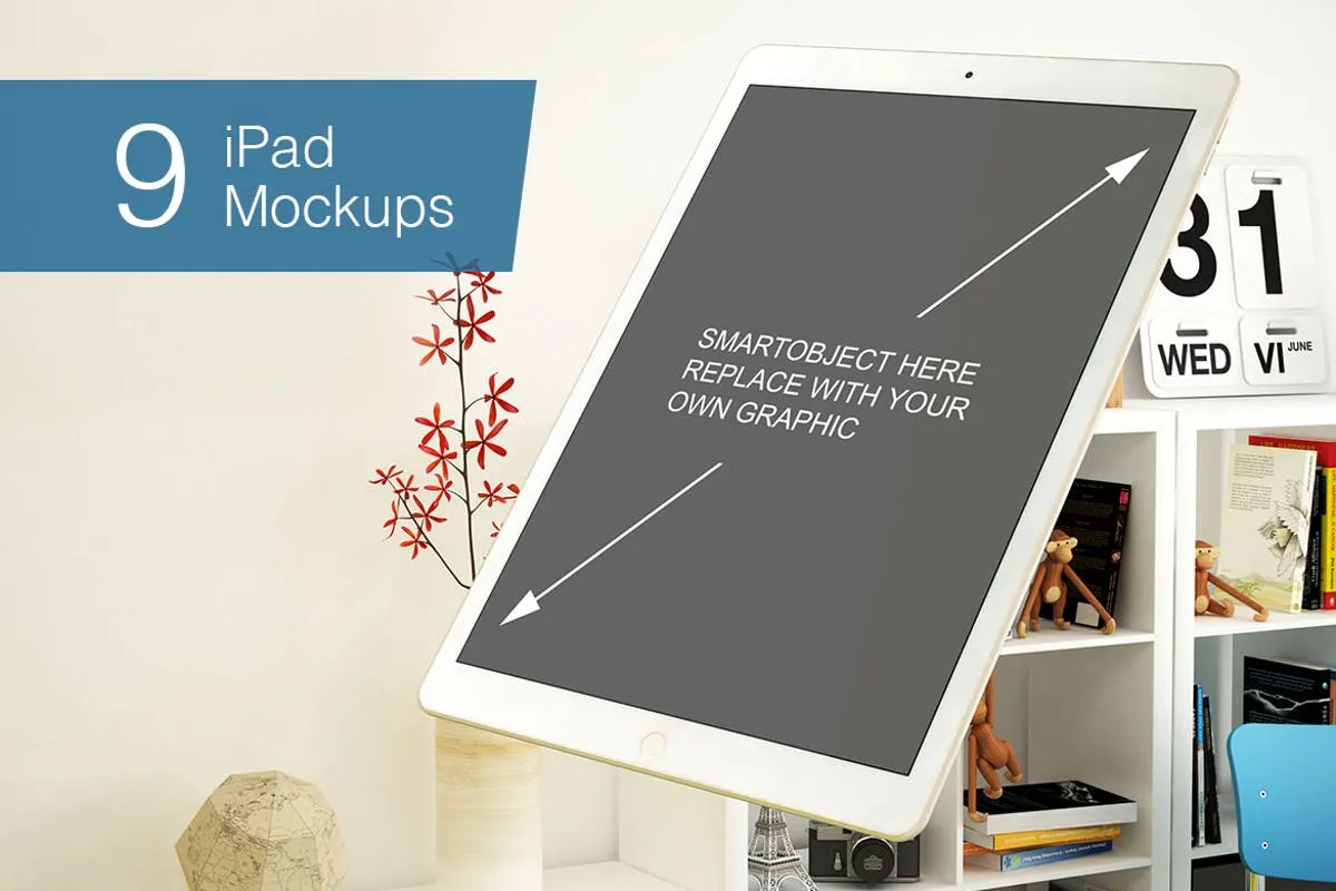 真实场景平板电脑设备演示样机 Tablet Mockup#8211; 9 Poses