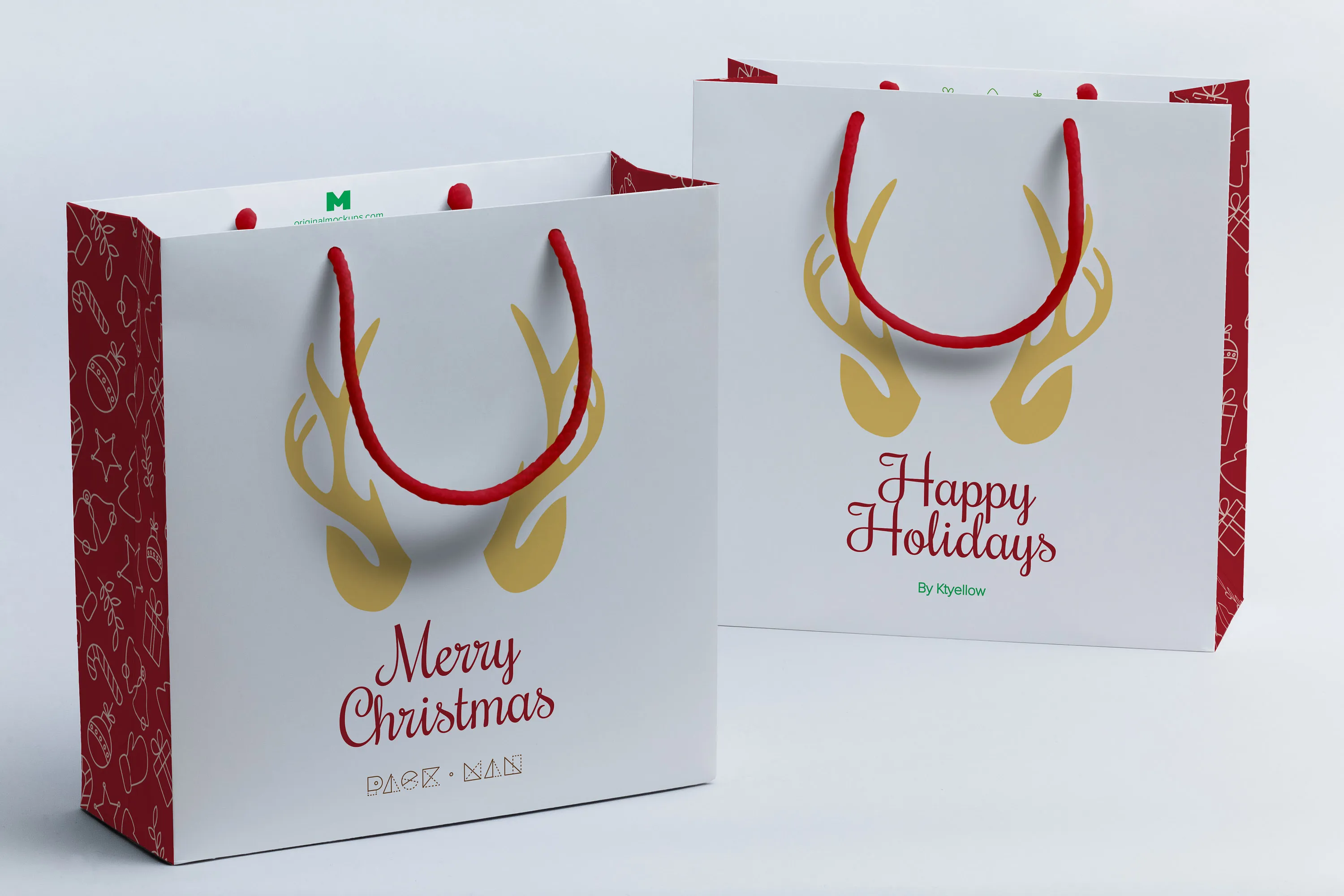 商城品牌专卖店购物纸袋包装设计样机07 Shopping Bag Mockup 07