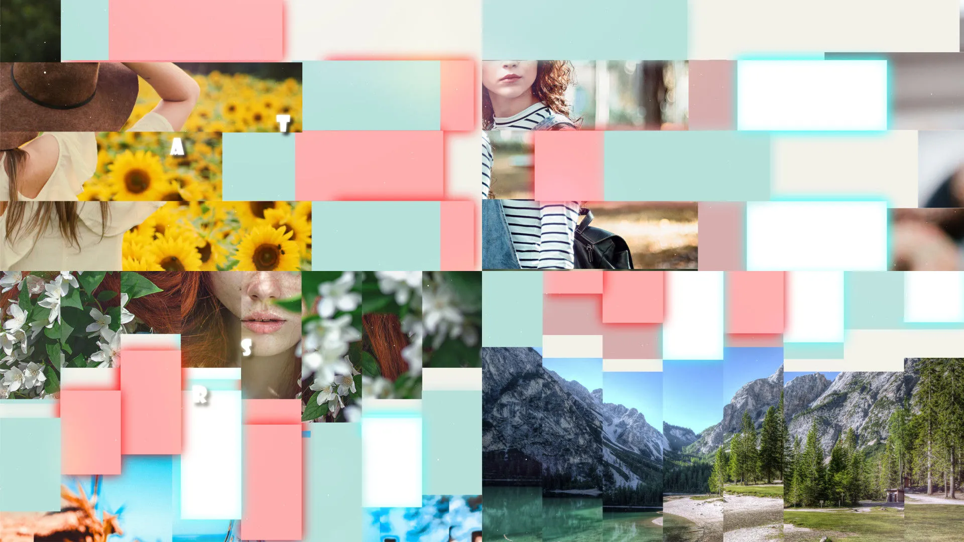 现代丰富多彩明亮的照片幻灯片像素设计精选AE模板