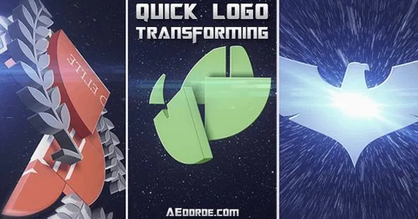 变形AE特效Logo演示像素设计精选AE模板 Quick Logo Transforming