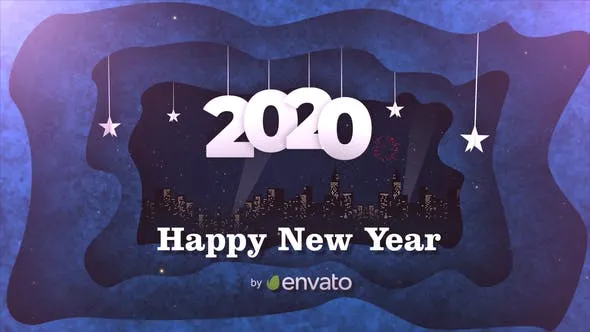 2020年剪纸艺术动画特效新年开场视频像素设计精选AE模板素材 New Year Opener 2020