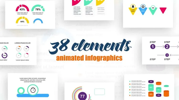 色彩丰富的信息图表Vol.33像素设计精选AE模板