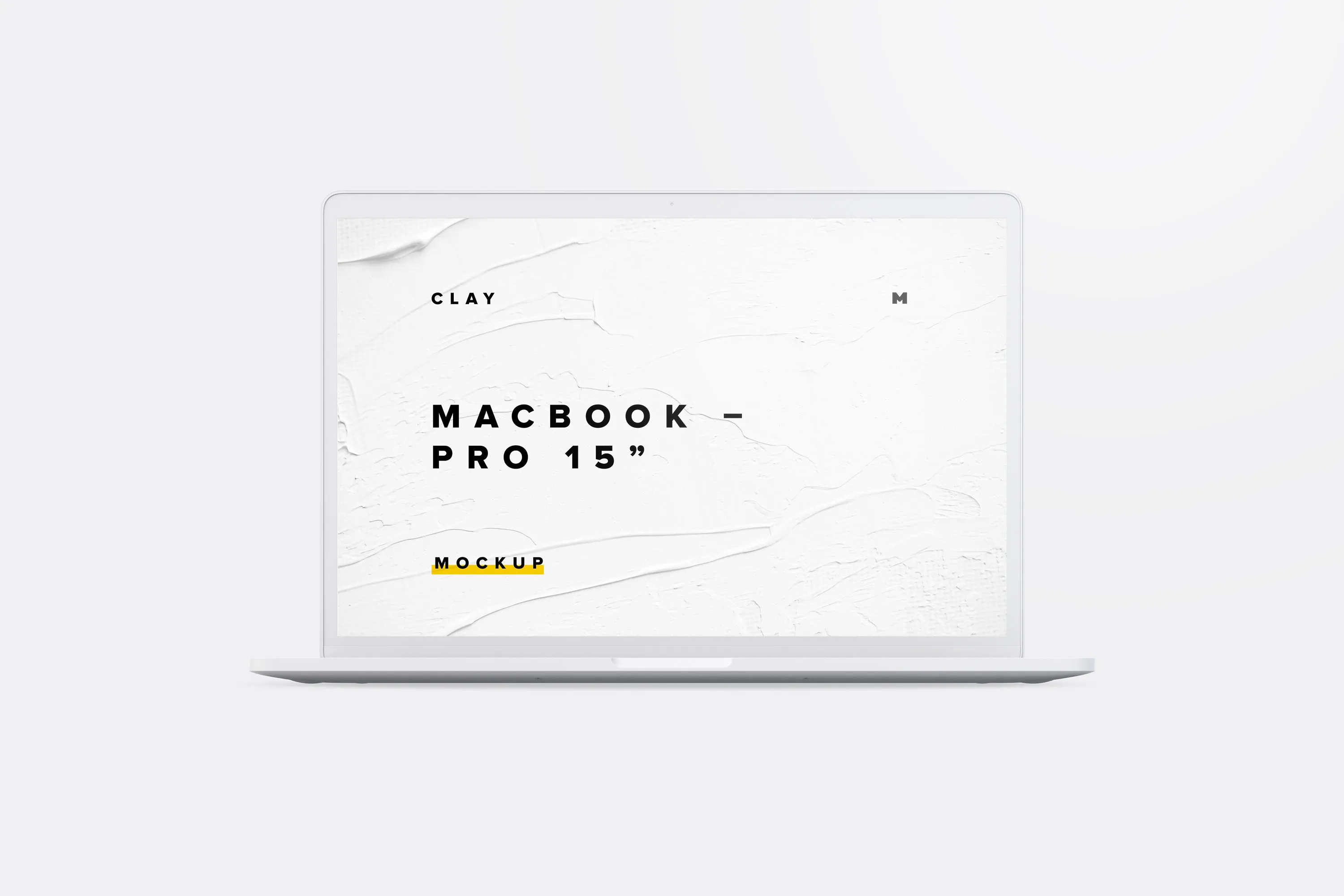 MacBook Pro高端笔记本电脑UI设计效果图前视图样机 Clay MacBook Pro 15quot; with Touch Bar, Front View Mockup