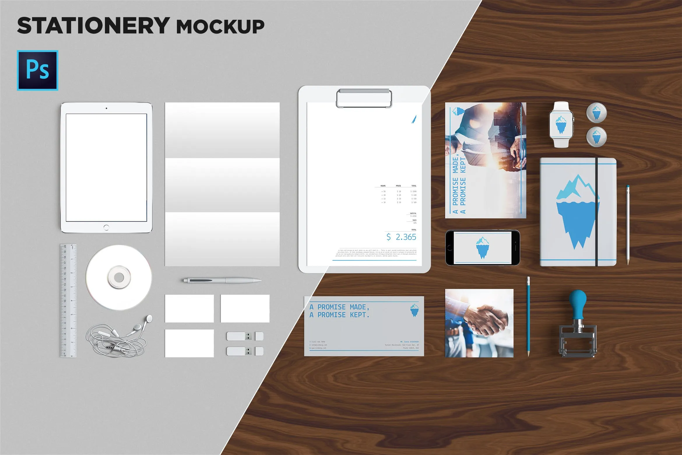 品牌VI标识设计企业办公文具像素设计精选模板08 Brand Identity / Stationery Mockup 08