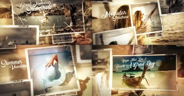 流金岁月复古怀旧电子相册像素设计精选AE模板 Great Times Photo Gallery Slideshow