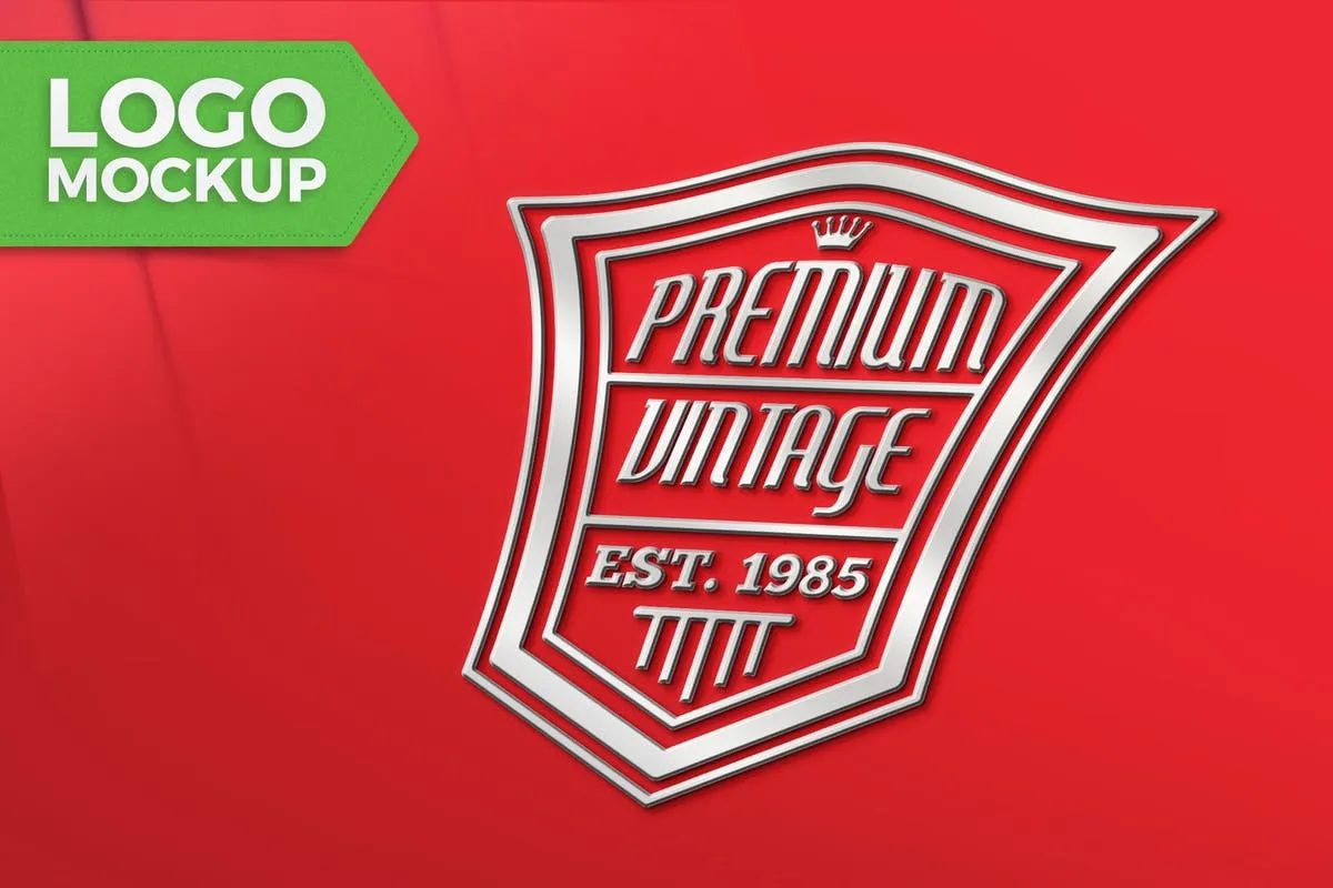 红色背景商标Logo设计印刷效果图像素设计精选 Red Logo Mock-Up