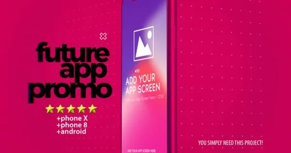 iPhone X/iPhone 8/Android 三合一APP UI演示动态样机像素设计精选AE模板 Future App Promo