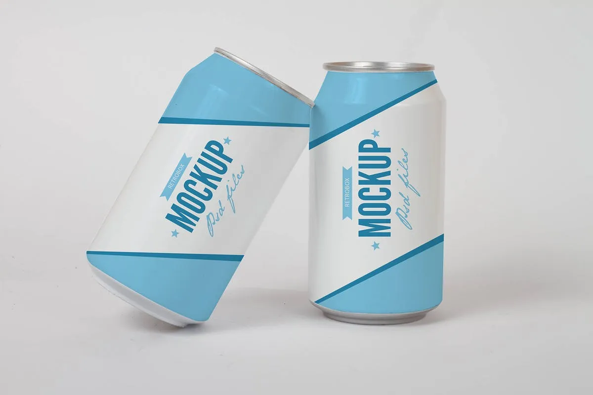 碳酸饮料易拉罐外观设计像素设计精选模板 Drink Soda Can Mock Up