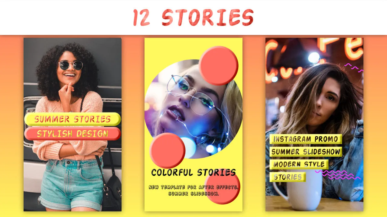 设计时尚且优雅的色彩缤纷的夏季故事像素设计精选AE模板