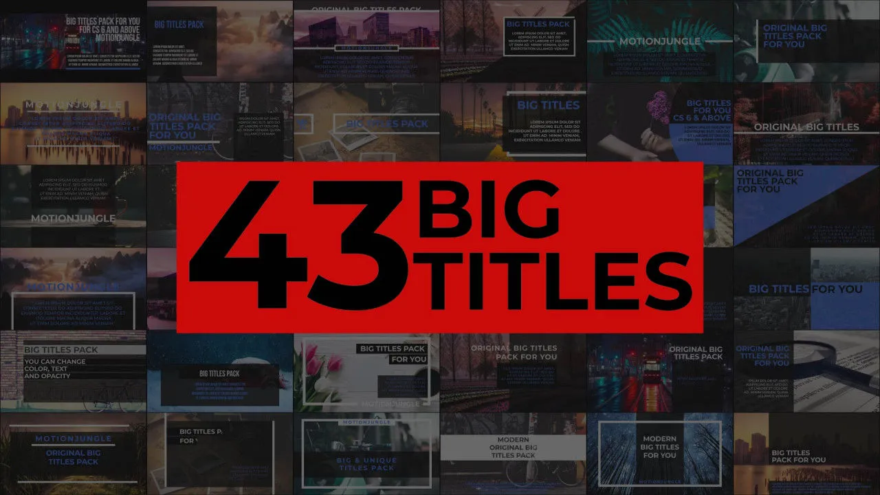 43个独特的外观和优雅动画的大标题包像素设计精选AE模板