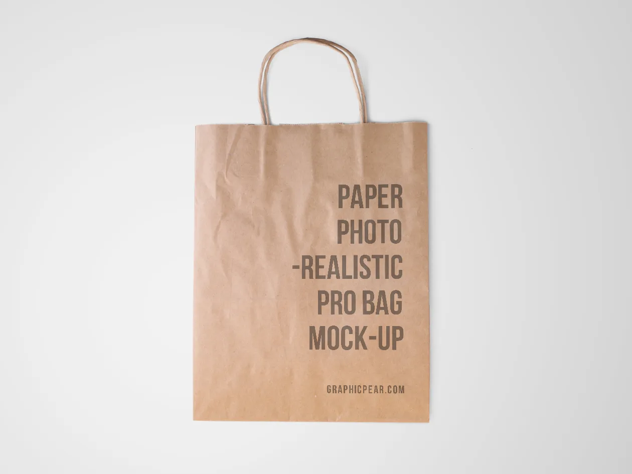 购物牛皮纸袋包装设计PSD样机模板 Paper Bag Mockup