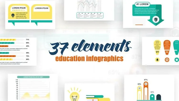 信息图表多彩和富有创意的动画像素设计精选AE模板