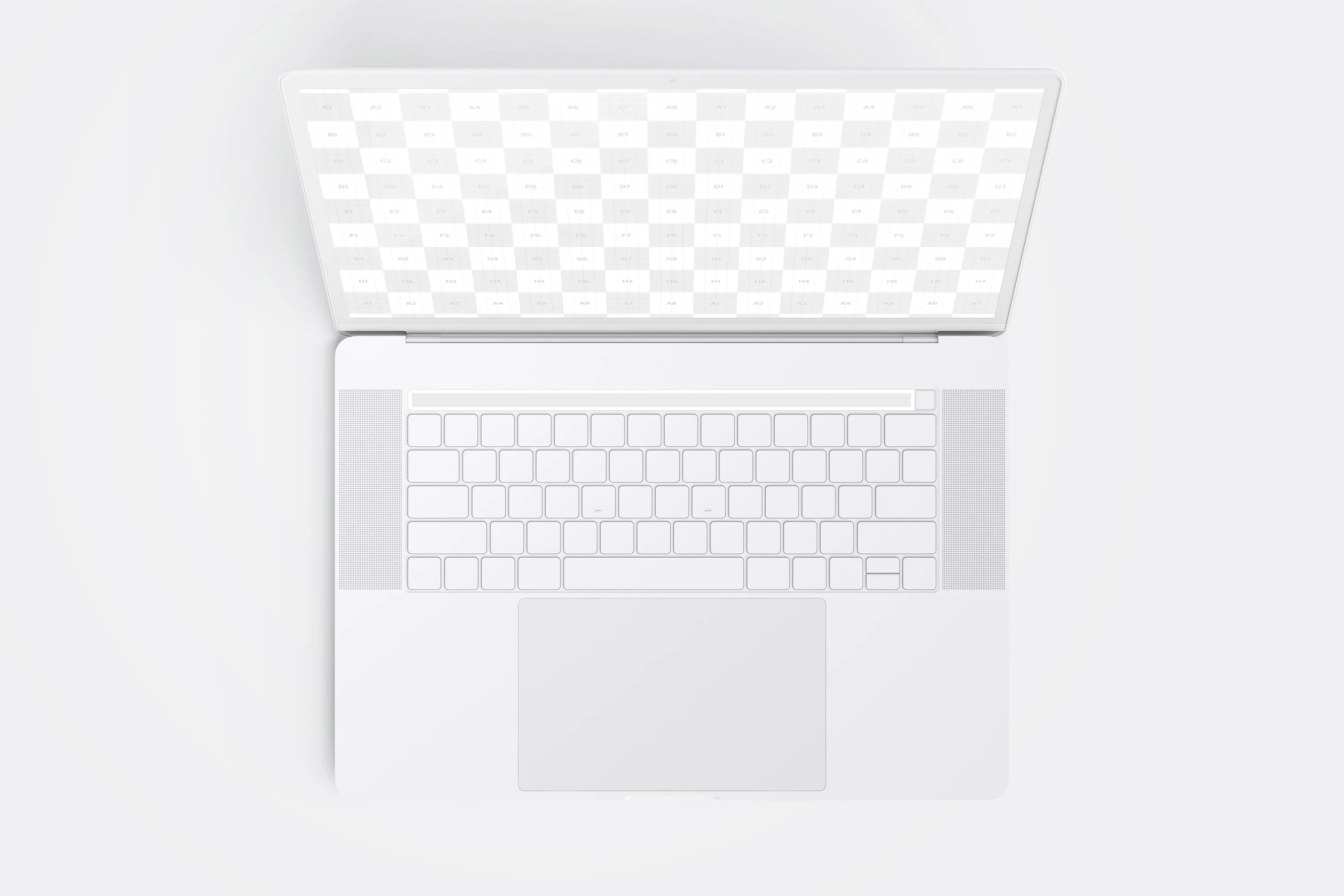 MacBook Pro笔记本电脑屏幕界面设计预览顶视图样机 Clay MacBook Pro 15quot; with Touch Bar, Top View Mockup