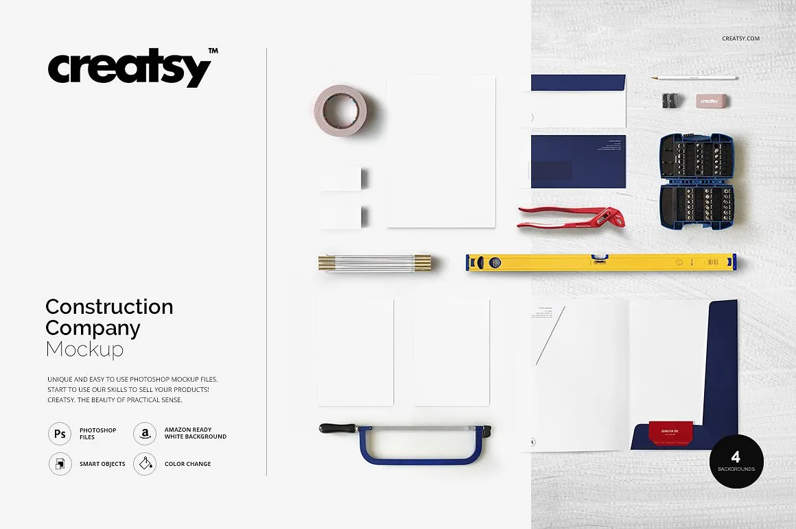 建筑类企业品牌 VI 样机模板 Construction Company Mockup