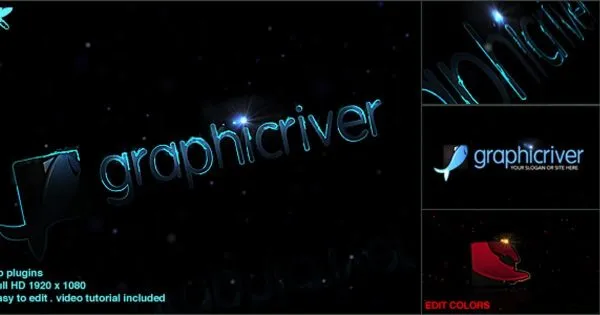 3D复古暗光风格logo演示像素设计精选AE模板 Electric Logo