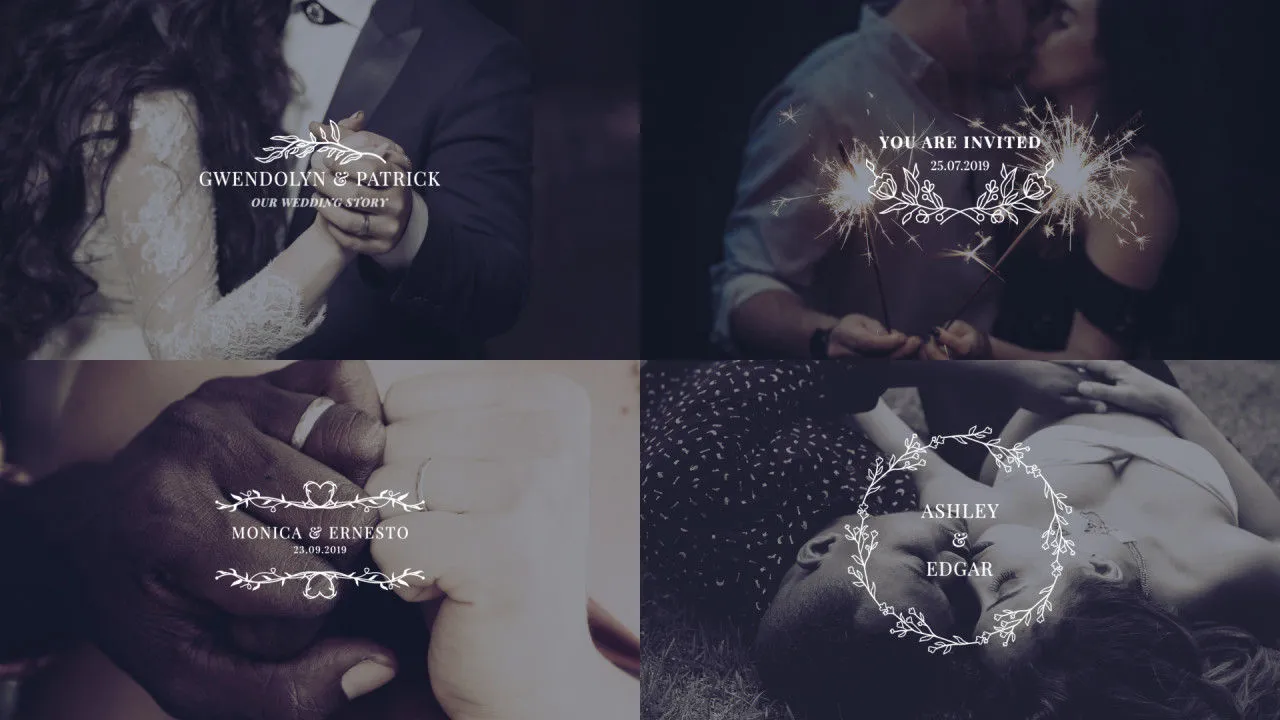 美丽的4k婚礼标题像素设计精选AE模板