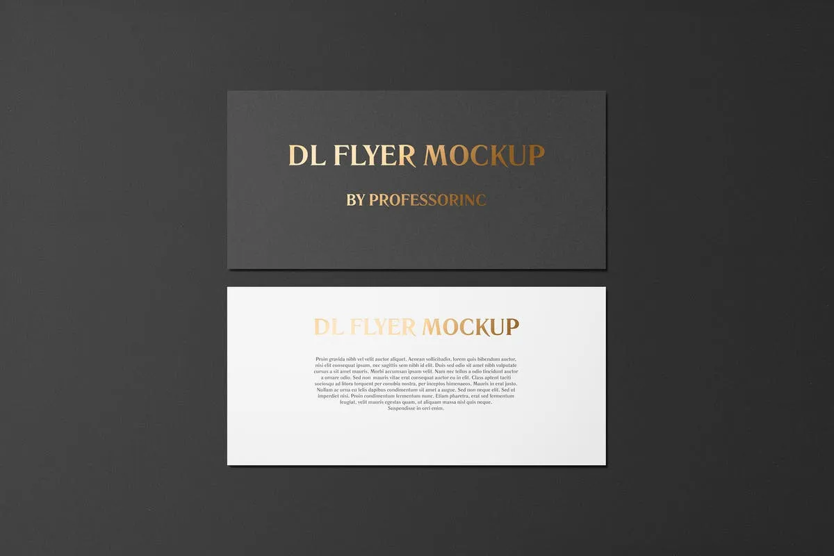 高端烫金DL传单铝箔冲压样机模板 DL Landscape Flyer With Foil Stamping Mockup