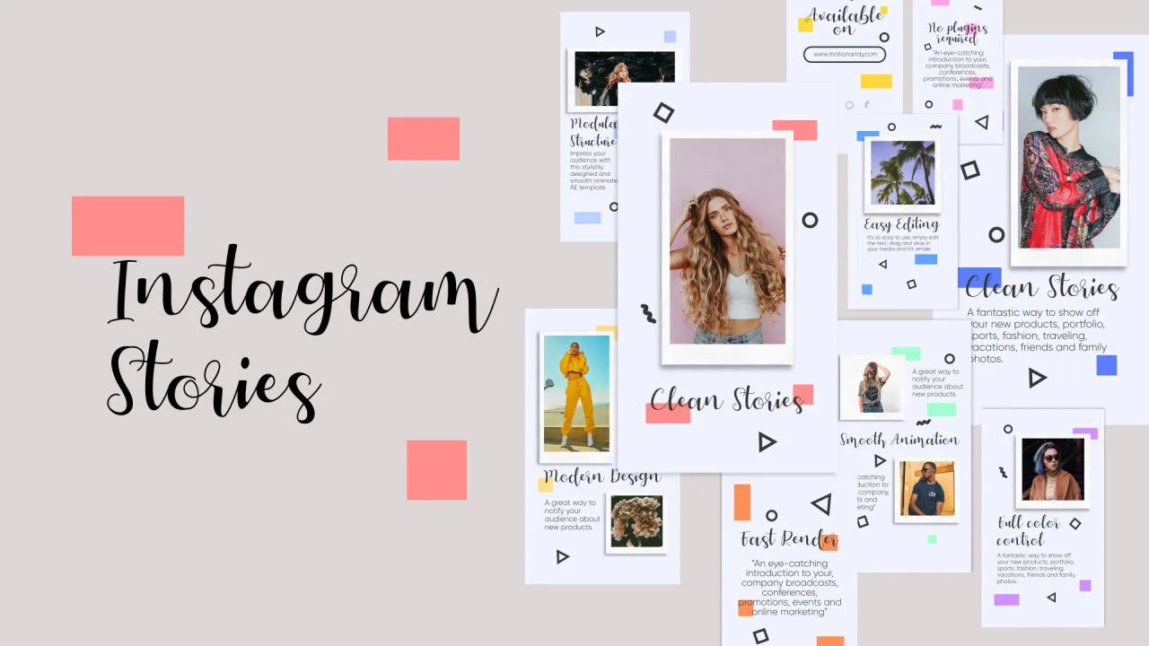 INS时尚社交媒体照片展示视频像素设计精选AE模板