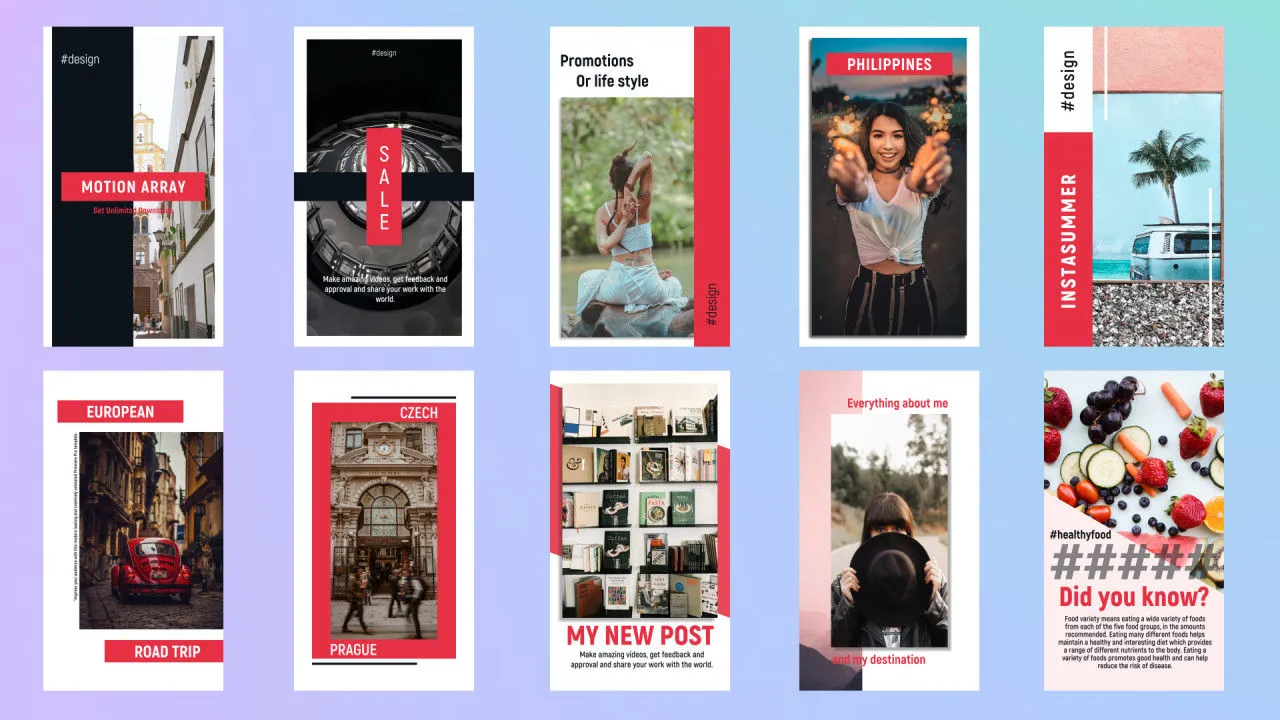 10个现代简洁的Instagram故事像素设计精选AE模板