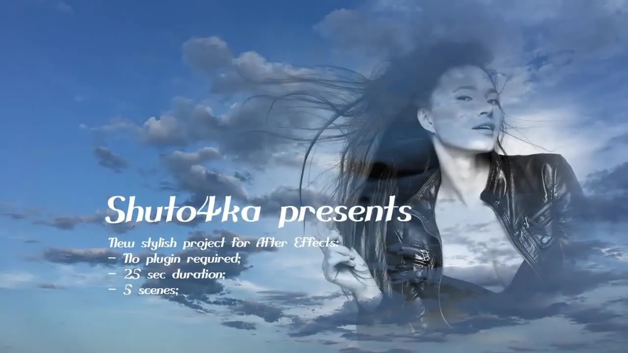 轻盈干净的天空云层动画像素设计精选AE模板