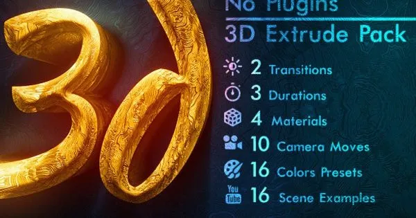 3D高贵亮金色logo演示像素设计精选AE模板 3d Gold Titles and Logo. NO PLUGINS.