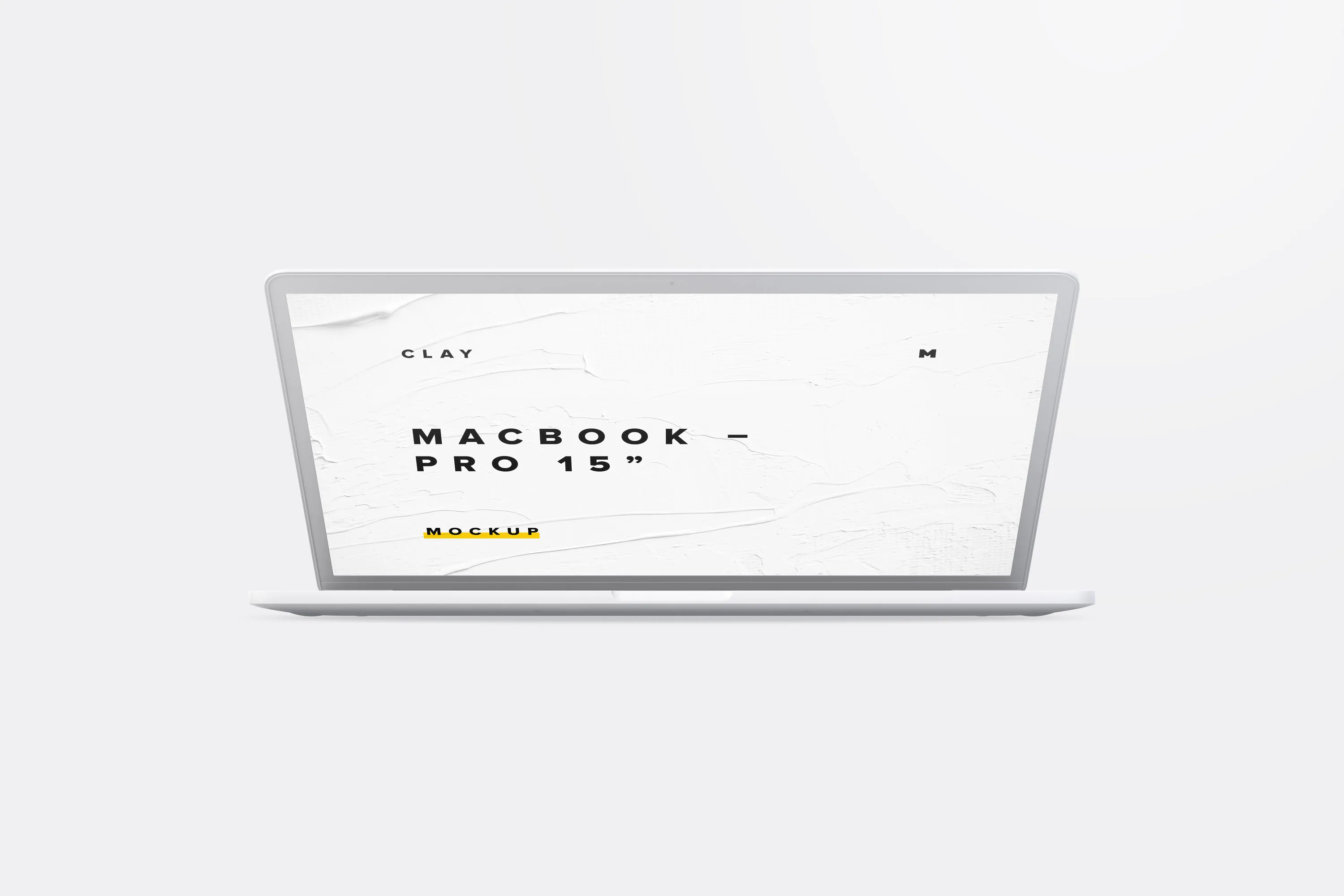 15寸MacBook Pro笔记本半合状态前视图样机02 Clay MacBook Pro 15quot; with Touch Bar, Front View Mockup 02