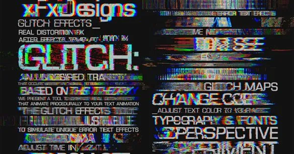 30种信号故障视频字幕标题特效像素设计精选AE模板 Glitch Text Effects Toolkit + 30 Title Animation Presets